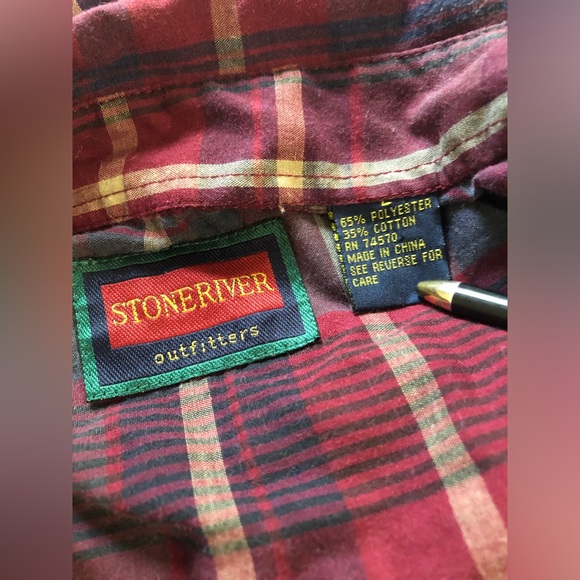 Stoneriver Outfitters Shirt Plaid Mens Large Button Down Purple Blue Long Sleeve - Picture 5 of 6